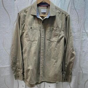 Blumind Button Down Shirt Mens Regular Khaki Tan BLC478HAJC Twill Utility